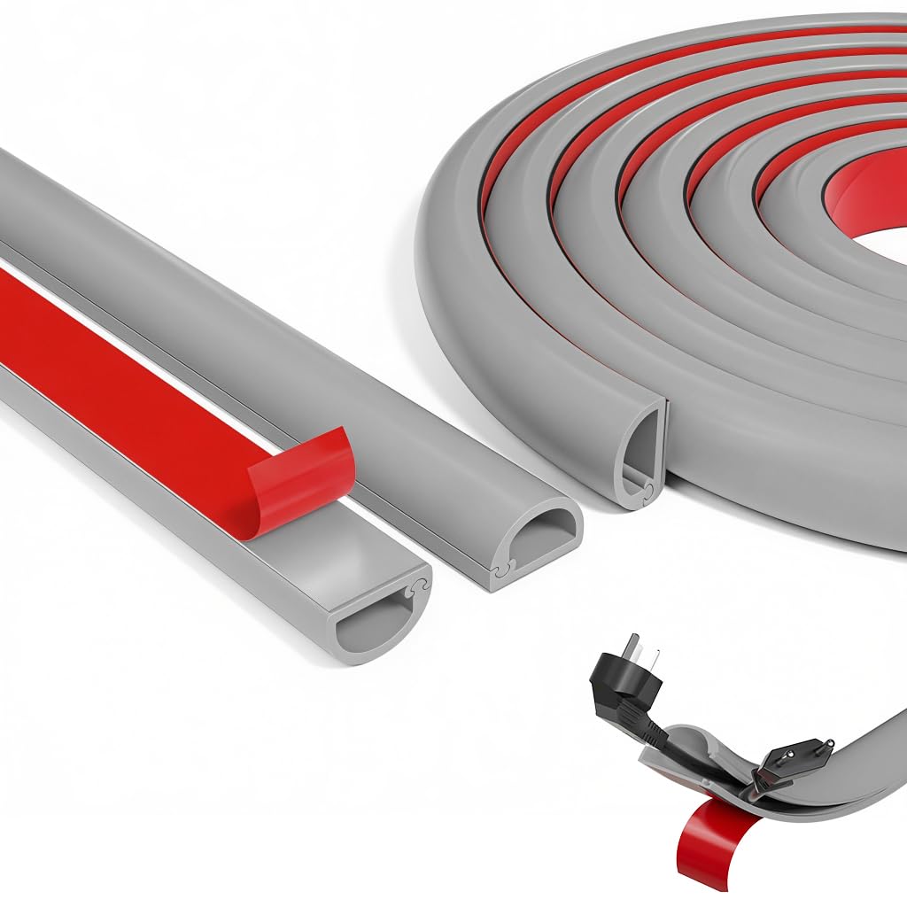 Serplex 6.6FT Cable Sleeve, Floor Wire Cover, Self-Adhesive Protector
