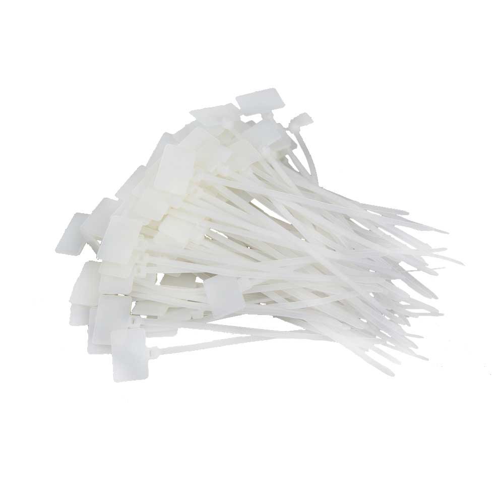 Zip Ties Write On Ethernet RJ45 RJ12 Wire Power Cable Label Mark Tag Length 11cm, White - 100 Pieces