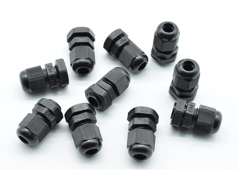 ERH India (Pack of 50) PG Type Waterproof Connector Flame Retardant Sealed Fixed Wire Nylon Plastic Cable Gland IP68 pg7 Cable glandBlack Color