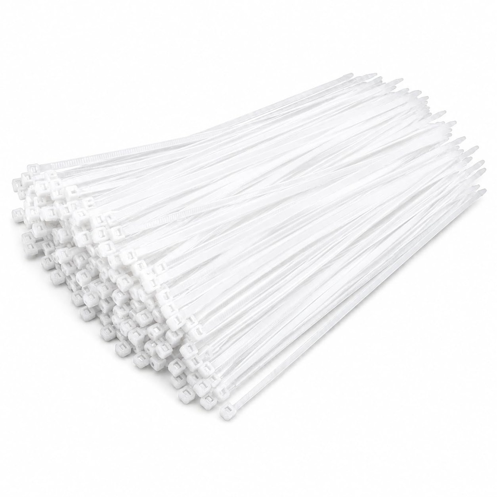 DM TAPES Nylon Cable Ties White (300 mm x 4.8 mm,12 inch, Pack of 100)