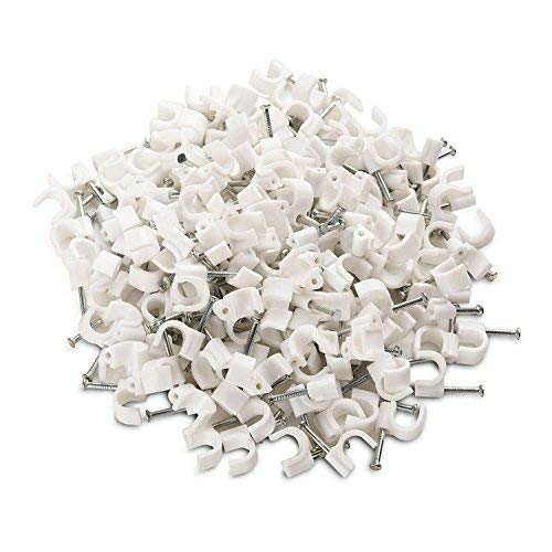 Okayji 6mm Diameter Wire Fastener Circle Cable Clips with Metal Nail (200 Piece)
