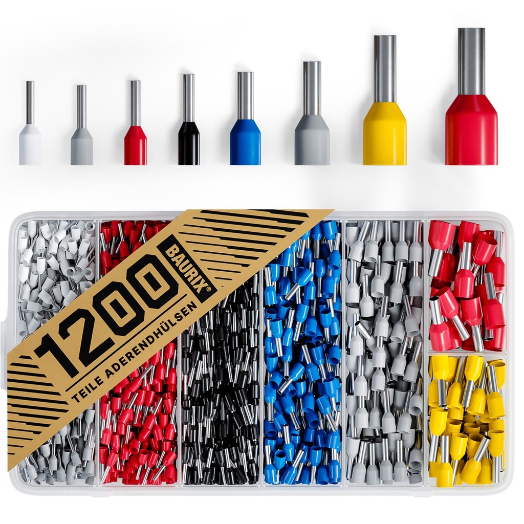 BAURIX® Ferrules Set of 1200 - Insulated 0.5-10mm²