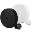 Tobfit 2 Rolls of Cable Ties - Hook and Loop Strip Tape, 1.2cm x 3M Strong Self-Adhesive Hook & Loop Rolls Ideal for Home/Office/Classroom/Tool Organization (Black+White)
