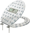 Polyresin Real Dollar Bill & Plastic Coins Money Toilet Seat By PREMIUS, Standard Round, 17 Inches, Clear, Money Bathroom Decor, Comfortable Bumpers & Easy Cleaning, Stainless Steel Hinges