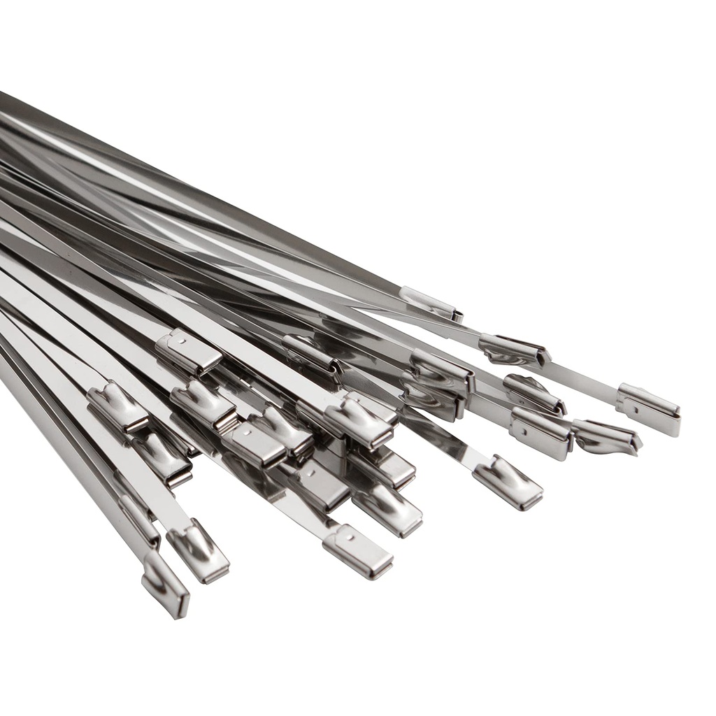 OFFO Metal Zip Ties 11.8 in 100 PCS Chain Link fence Ties Premium Heavy Duty Stainless Steel Wire Multifunctional Locking Exhaust Wrap Flexible Durable