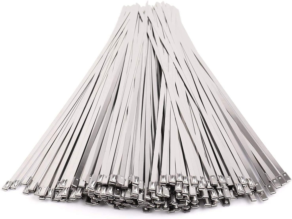 ADD GEAR Stainless Steel (316) Self-Locking Cable Zip Ties Exhaust Wrap Multi-Purpose DIY Locking Cable Metal Zip Ties - (360 mm / 14 inches) (10)