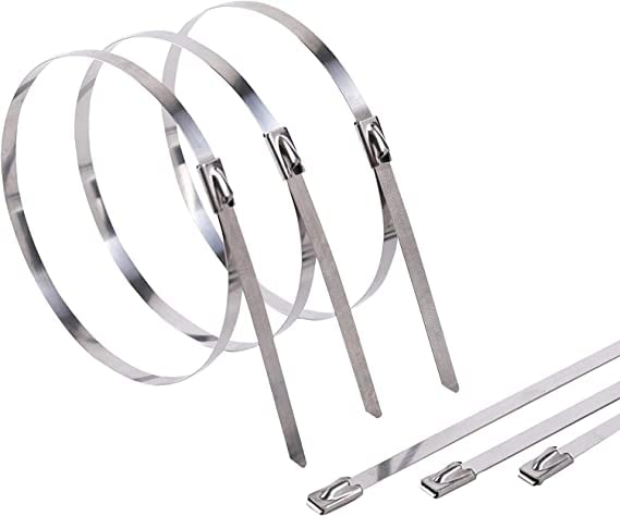 ADD GEAR Stainless Steel (316) Self-Locking Cable Zip Ties Exhaust Wrap Multi-Purpose DIY Locking Cable Metal Zip Ties - (100 mm / 4 inches) (10)