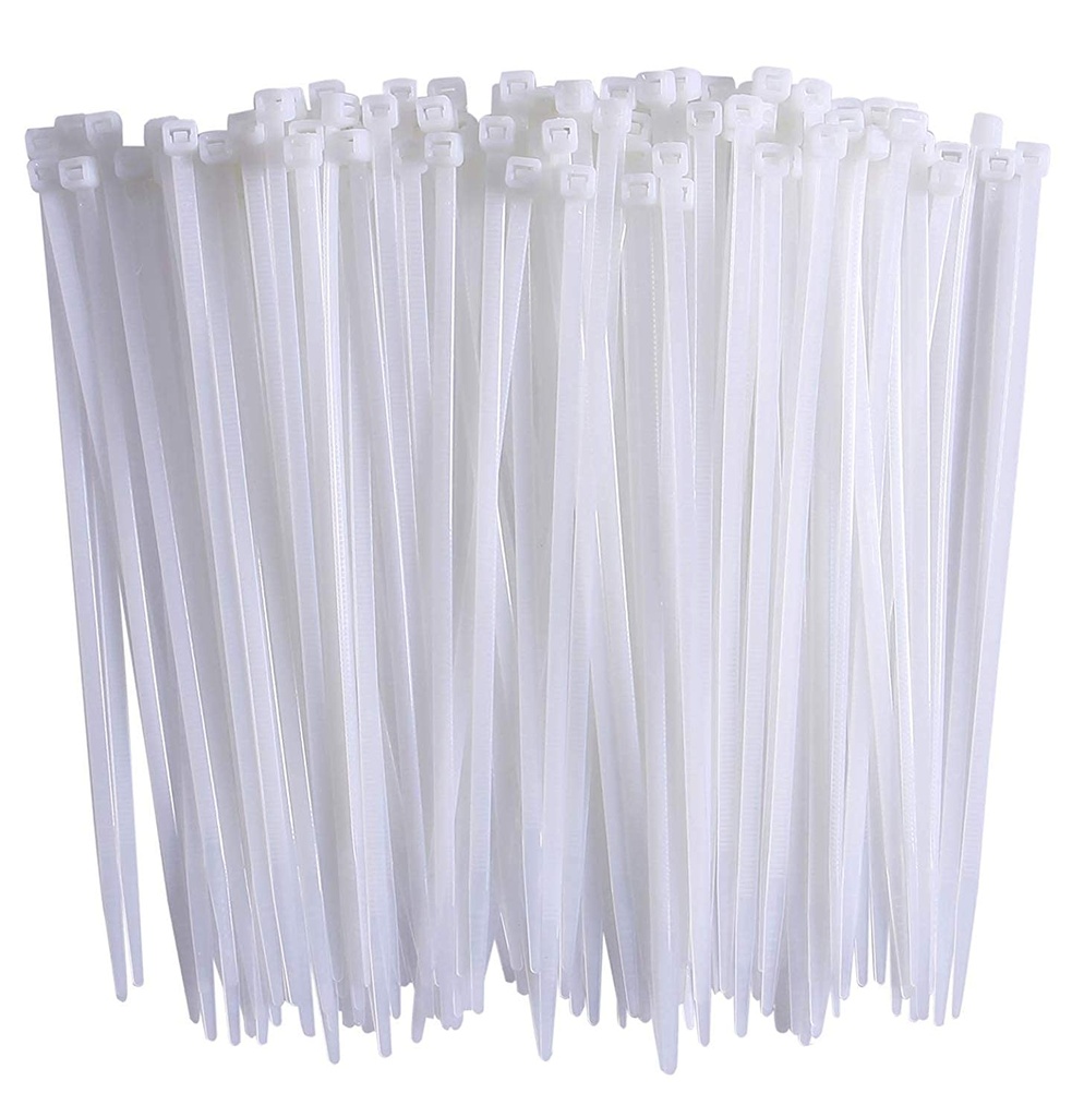 100 Pcs 6" in Cable Ties 150 Mm White Nylon Cable Tie Zip Wire Organiser Ties Premium Nylon Self Locking Cable Tie (White)(150 x 2.5 MM)