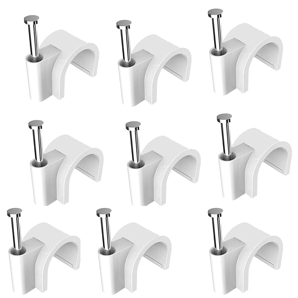 6mm 200 pcs Circle Cable Clips with Metal Nails (6MM, 200 Pieces)