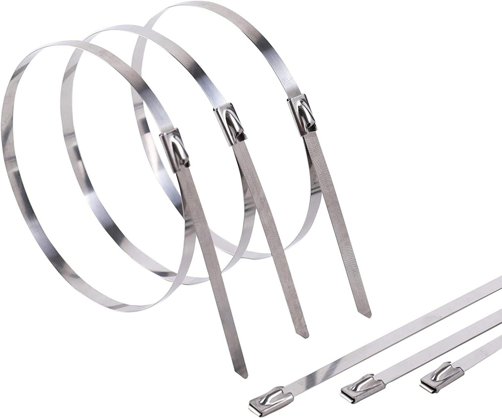 ADD GEAR Stainless Steel (316) Self-Locking Cable Zip Ties Exhaust Wrap Multi-Purpose DIY Locking Cable Metal Zip Ties - (300 mm / 12 inches) (10)