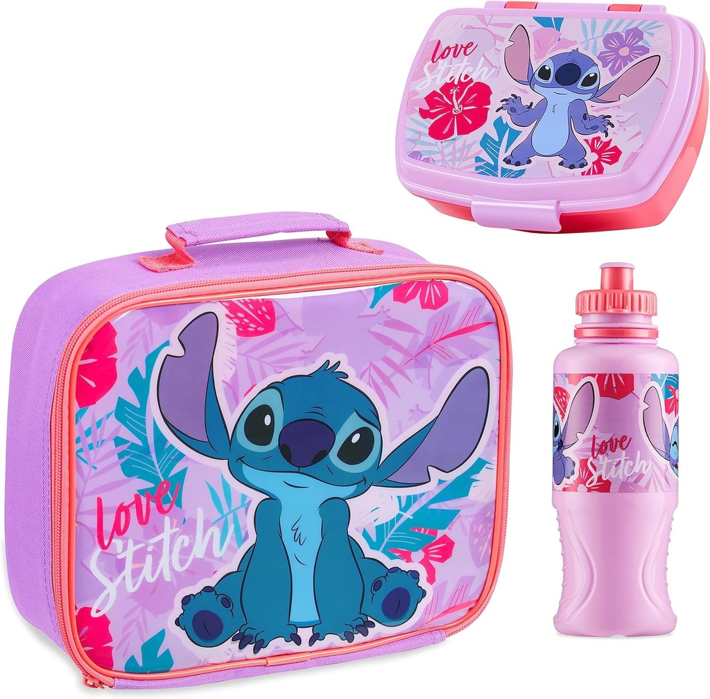 Disney Stitch Kids Lunch Box 3 Piece Set Insulated Lunch Bag Snack Box BPA Water Bottle School Travel Official Merchandise Stitch Gifts