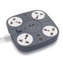 ADDMAX Extension Board with USB | 6 Power Sockets, 2 USB Ports + 1 Type-C Port | 10 Meter Heavy Duty Cord | 10A 220V Multi Plug Extension Cord | Fireproof Power Strip for Home, Office & Laptop – Grey