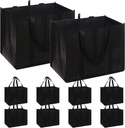 DIOMMELL Set of 10 Reusable Grocery Bags Extra Large Foldable Heavy Duty Shopping Tote Produce Bag with Reinforced Handles, Black