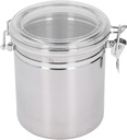 Stainless Steel Airtight Canister with Clear Locking Lid, 1.6L Food Storage Container for Coffee Flour Sugar Tea Cookies, Metal Kitchen Jar with Silicone Seal for Pantry Countertop