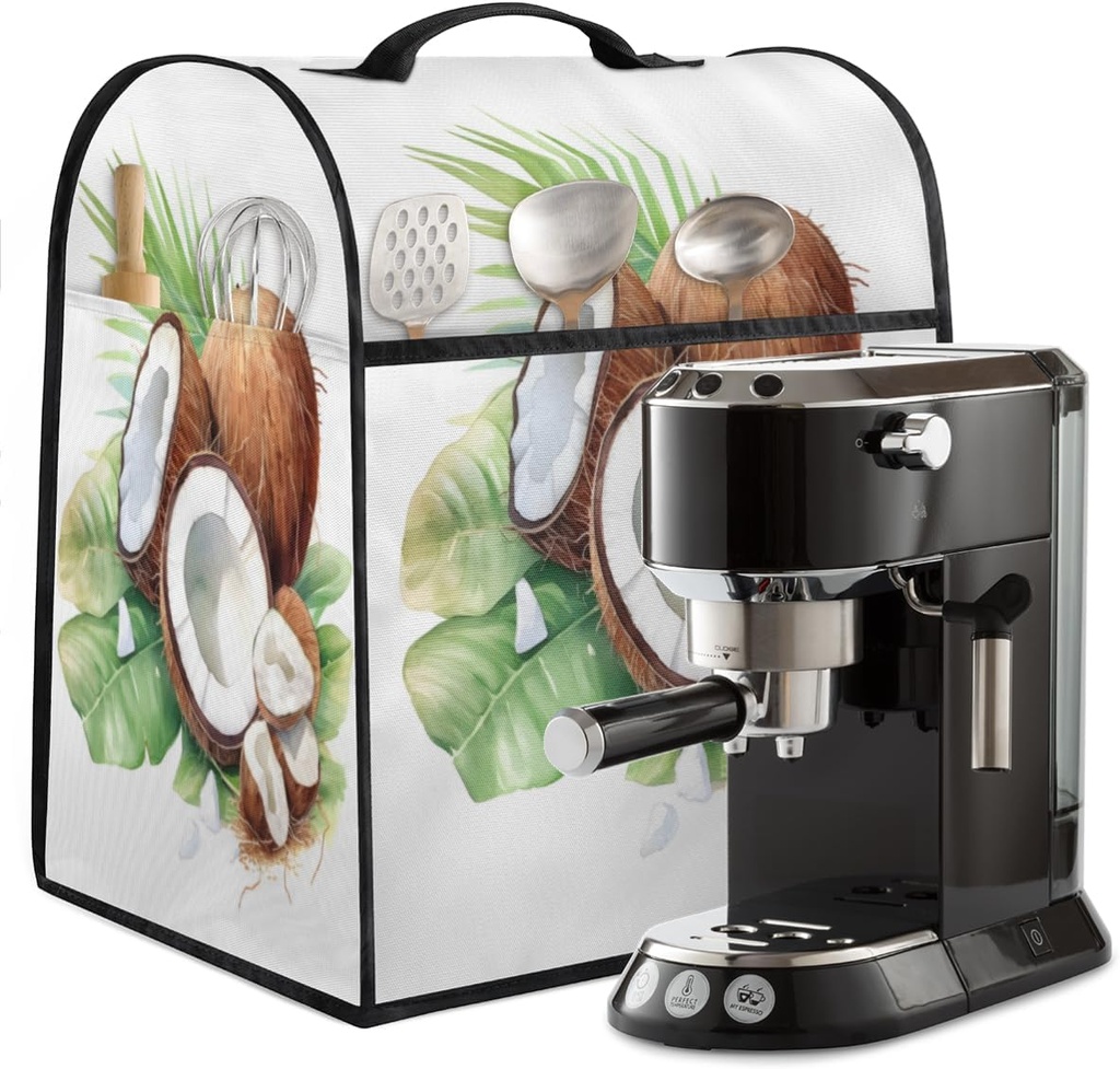 Large Blender Cover Coconut Palm Leaves Stand Dust Covers for Appliance Kitchen Mixer Covers with Top Handle Pockets Waterproof Food Processor Protector Cover for Toaster Coffee