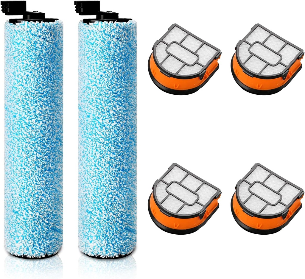 WD161 Roller and Filter For Shark HydroVac MessMaster Wet Dry Vacuum Cleaner WD161 WD261 AW261 (2 Brush 4 Foam Filter Kit)