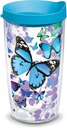 Tervis Blue Endless Butterfly Made in USA Double Walled Insulated Tumbler Travel Cup Keeps Drinks Cold & Hot, 16oz, Classic