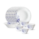 Larah by Borosil 19 Pieces Blue Eve Opalware Dinner Set for Family of 6