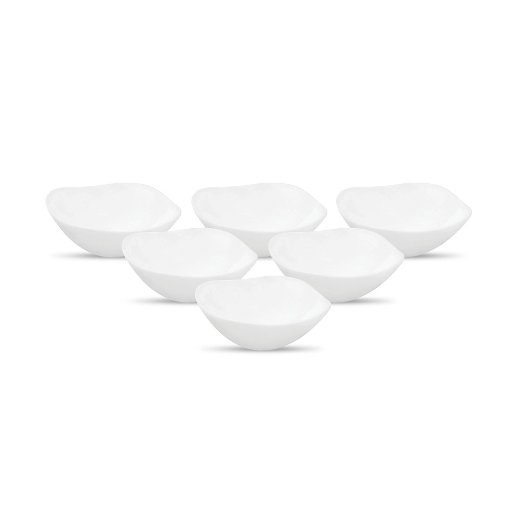 La Opala Diva Quadra Collection Opal Glass Crockery | Vegetable Bowl 210 ml Set of 6 Plain White | Square Bowls for dal & Condiments | Microwave Safe | 100% Vegetarian | Extra Strong, Light & White