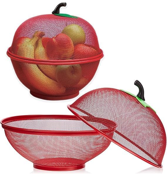 Apple Shape Fruits & Vegetables | Basket for Kitchen With Net Cover | Fruit and Vegetable Stand (RED).