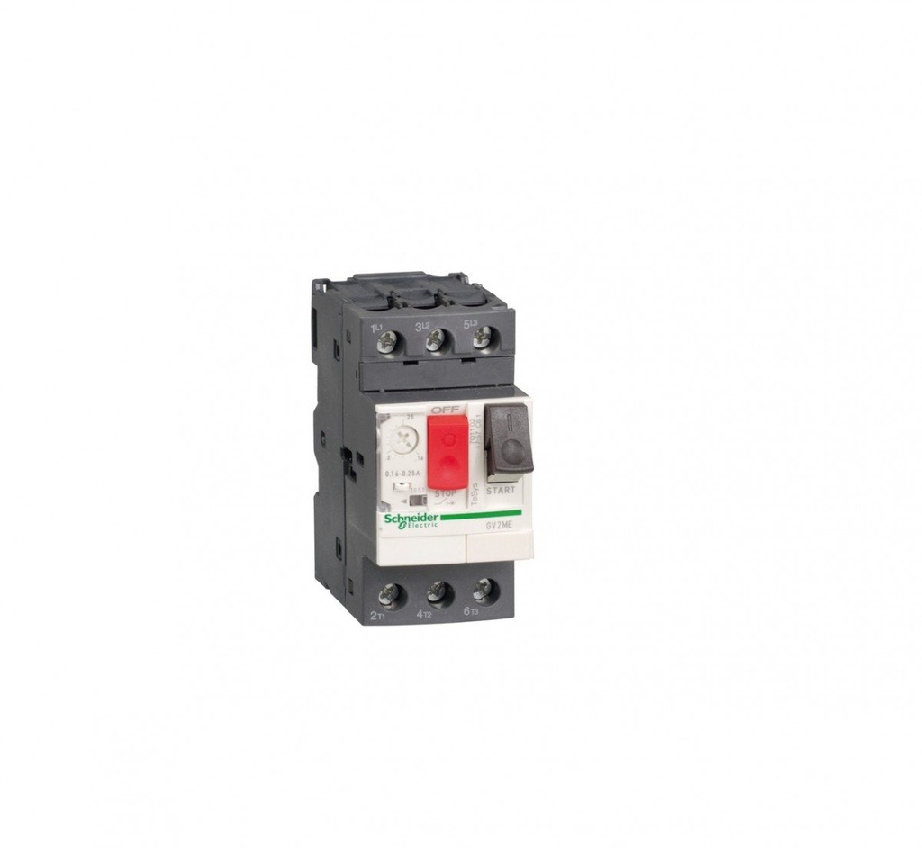 Schneider Electric TeSys GV2 - Motor Circuit Breaker, 3 Pole, 4-6.3A, Push Button, Thermal Magnetic, Screw Clamp Terminals, GV2ME10 MPCB