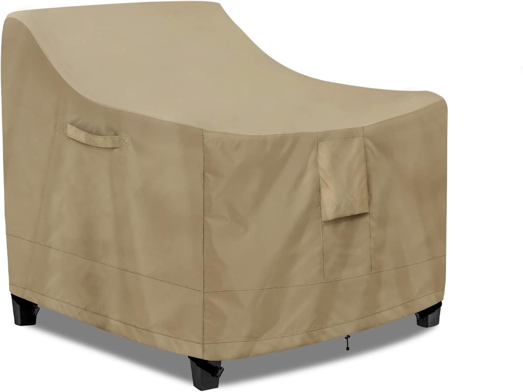 PureFit Outdoor Chair Covers Waterproof Patio Furniture Lawn Chair Covers for Outdoor Furniture with Air Vent and Padded Handles, Fits up to 28W x 30D x 31H Inches, Camel