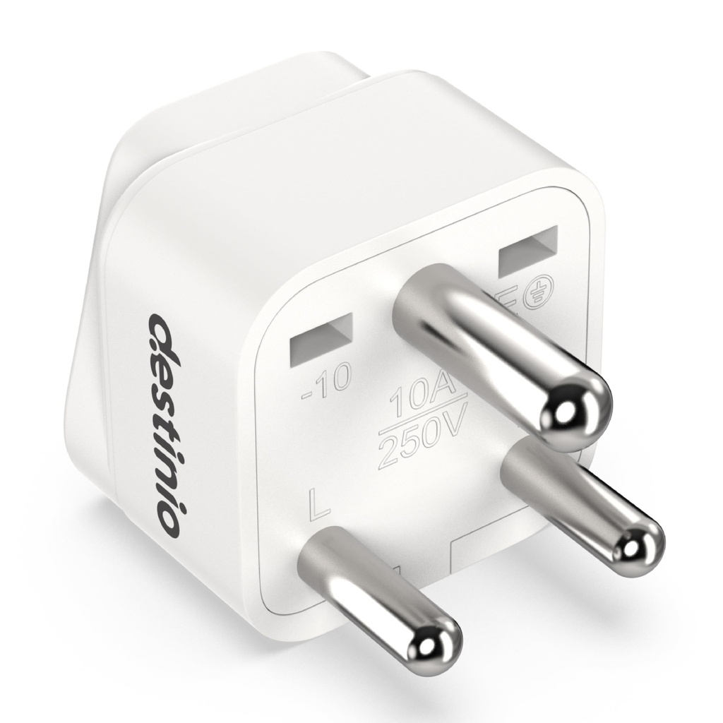 Destinio Universal Travel Converter Plug Type D | World to India Adapter | Compatible for US Canada UK Europe Australia China | CE Certified, ROHS Compliant | 10A 250V Single Socket (Pack of 1 Pack)