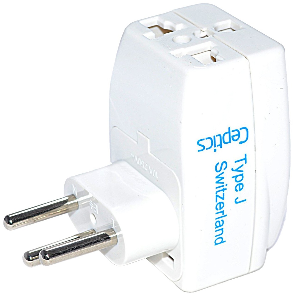 Ceptics 3 Outlet Travel Adapter Plug Type J for Switzerland