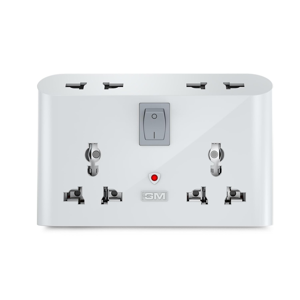 GM 3019 3 Pin Universal Multi Plug Travel Adaptor with 6 AMP for Home Applications, Computers, Laptops