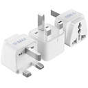 Ceptics UK Adapter for Indian Pins, India to UAE, Hong Kong, Dubai, UK Plug - Type G - Perfect for Laptop, Camera, Chargers - CE - RoHS - 3 Pack -White- Lifetime Limited Warranty