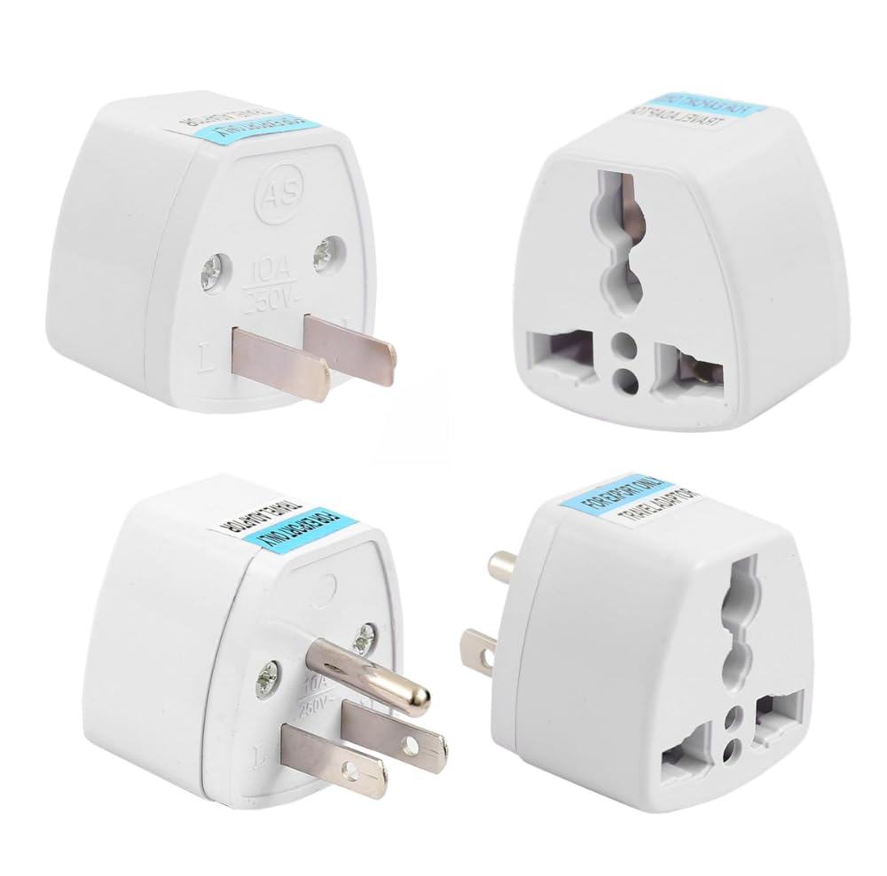 Hi-Plasst® India to USA Plug Adapter Combo | Pack of 2 – Type A & Type B Travel Converters | Universal Adapter for US, Canada, Mexico, Japan, Thailand | Works with Indian Devices (US Plugs-2pcs)