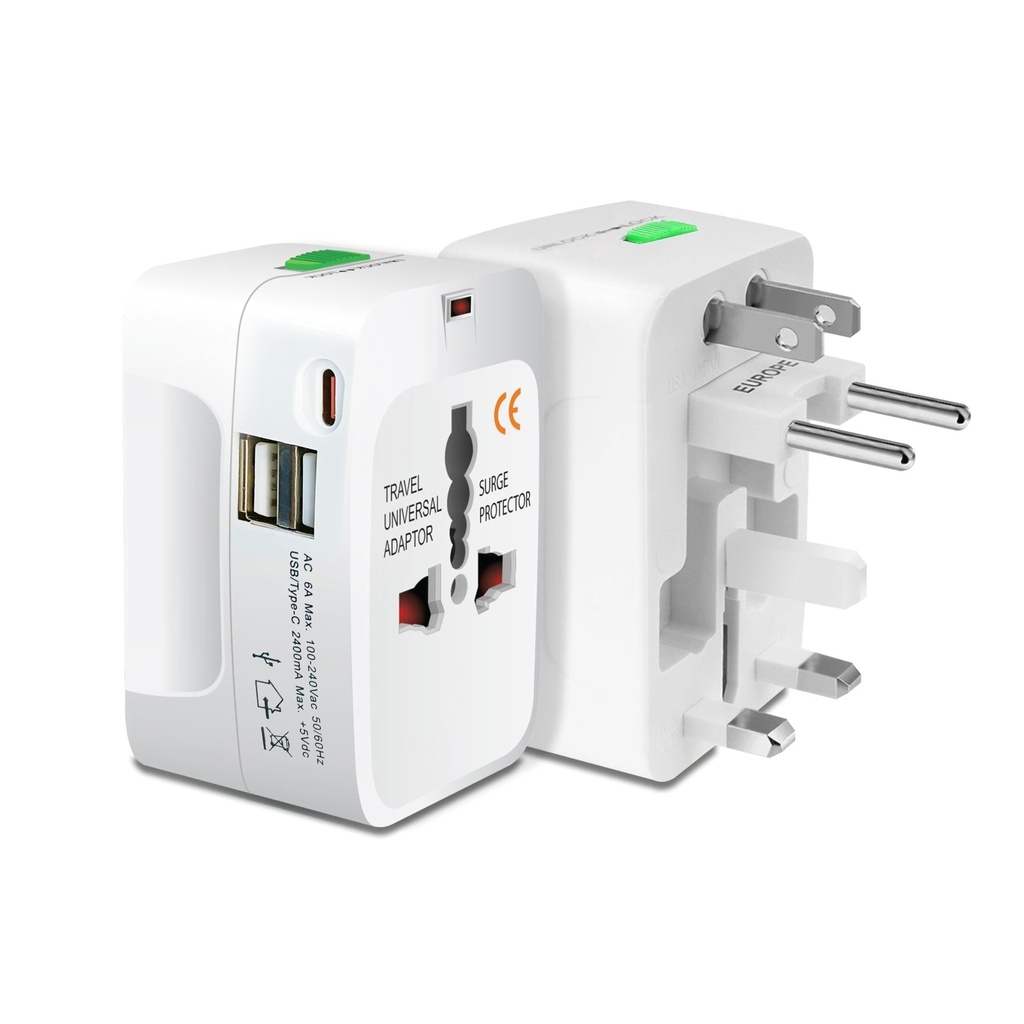 MX Universal Travel Adapter with Type C, Worldwide Universal Travel Adapter All Over 150 International Travel Adapter, Universal Socket Compatible - UK, Europe, UA, Australia, China, Japan & Thailand