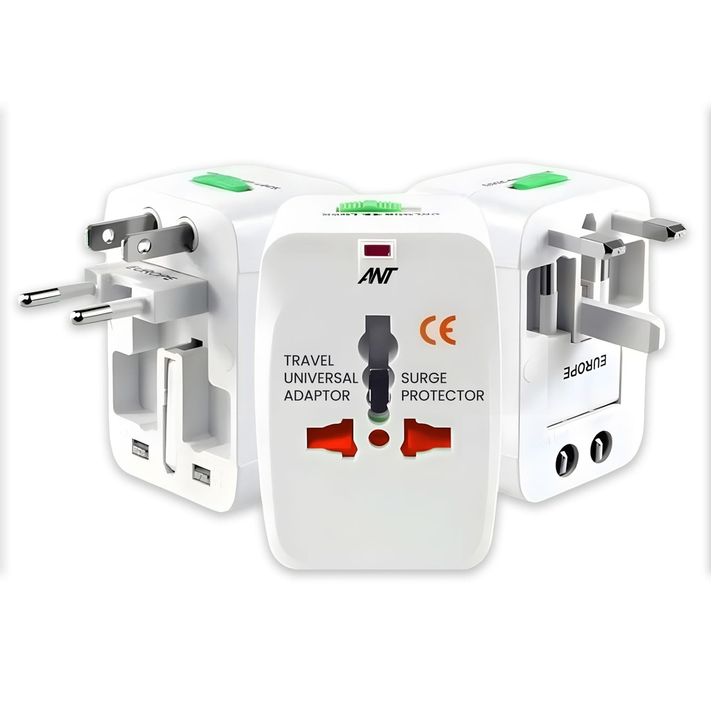Ant Amigo International Travel Adapter, Worldwide All in One Universal Power Wall Charger AC Power Plug Adapter for USA EU UK AUS Cell Phone Laptop Tablets_ White
