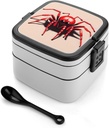 Bento Lunch Box for Women Lunch Containers for Adults Cute Little Red Spider Double Layered Lunchbox Large Capacity Bento Box with Cutlery for Work Picnic Camping Travel, style