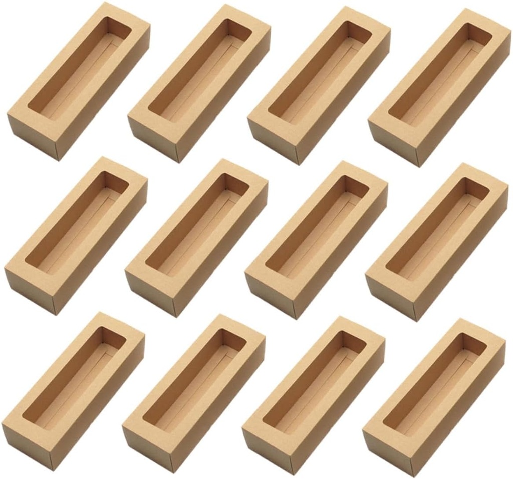 12pcs Macron Boxes Window Cake Packaging Boxes Bag for Baking Mooncake