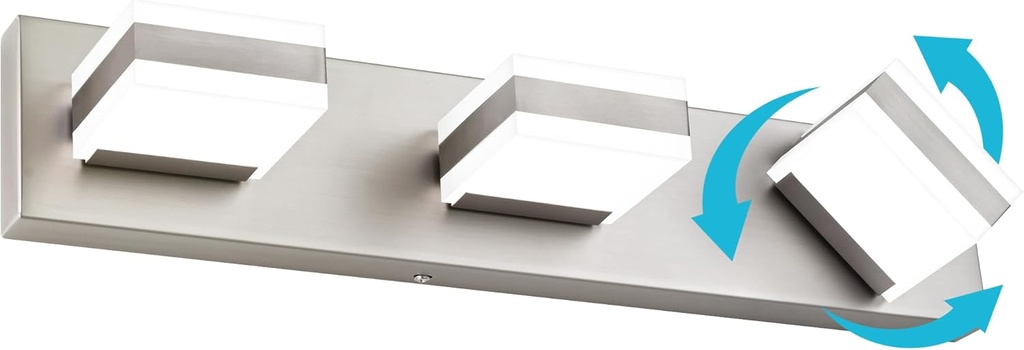 SOLFART Brushed Nickel Vanity Lights Over Mirror, 3 Light LED Bathroom Light Fixture, Vanity Light for Bathroom Modern LED Lights 6000K