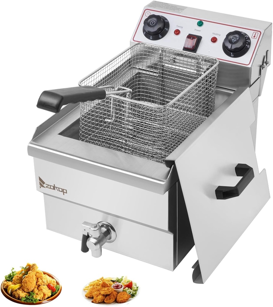 12.5QT/12L Electric Deep Fryer with Basket and Lid, 1700W Electric Fryer with Adjustable Temperature & Timer, Stainless Steel Countertop Oil Fryer for French Fries, Onion Rings, Donuts