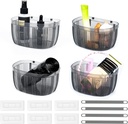 4 Pcs Adhesive Clear Inside Cabinet Door Organizer Spice Wall Mounted Shelf Condiment Storage Caddy for Bathroom Kitchen under Sink and Living Room