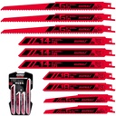 10-Piece Reciprocating Saw Blades Set, 6 to 9 Inch Metal/Woodcutting Saw Blades, Pruner Saw Blades