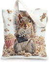Squirrel Canvas Tote Bag, Fun Reusable Grocery Bags, Lightweight Natural Shoulder Strap Bags