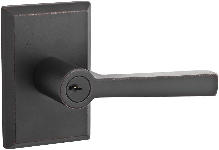 Baldwin Reserve 9BR3540-018 Rustic Square Taper Right-Handed Keyed Entry Lever in Dark Bronze
