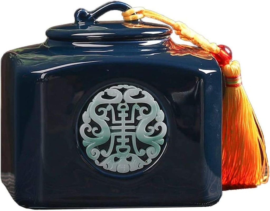 ZKHD Ceramic Airtight Canister Cookie Jar Food Storage Jar Decorative Home Kitchen Canister for Preserving Coffee, Tea, Sugar,C