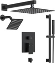 10" High-Pressure Rainfall Shower Faucet with Handheld Spray, Wall Mount Dual Shower Head System with Slide Bar (Matte Black)