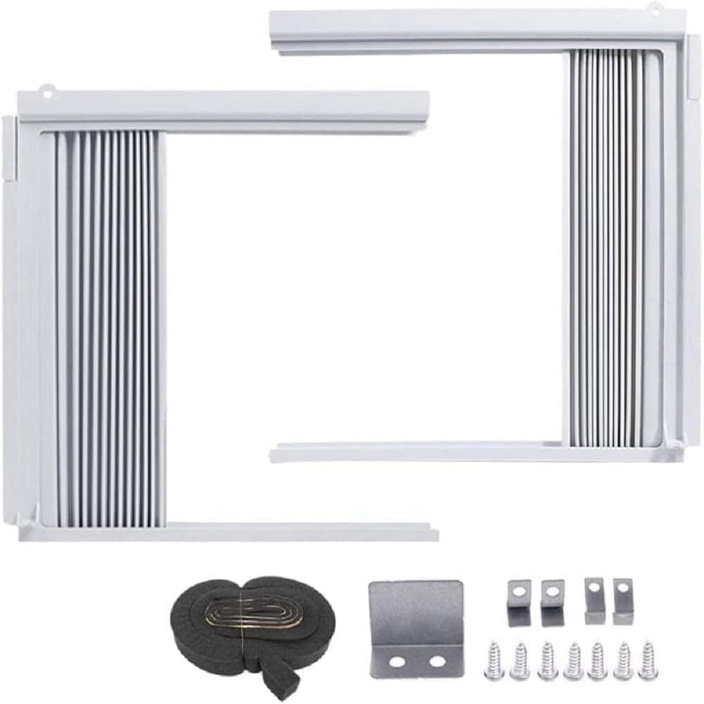 Window Air Conditioner Side Panels with Frame, Room AC Accordion Filler Curtain Kit Parts Adjustable with Frame