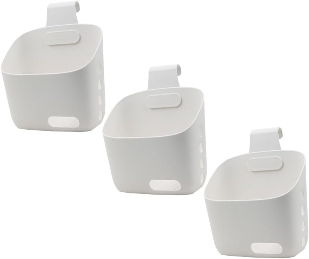 Cabilock 3pcs Hanging Storage Baskets with Removable Hooks Kitchen Organizer for Garlic Seasonings and Shower Small Wall-mounted Drain Baskets for Space-saving and Tidy Home Decor