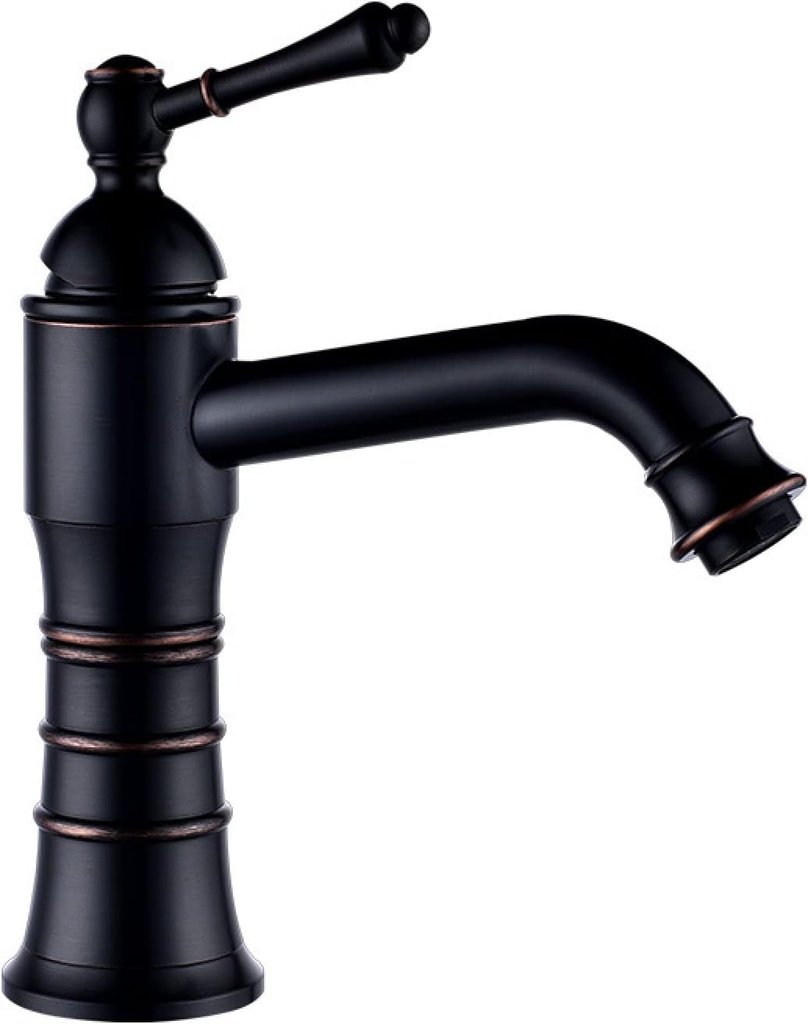 Vintage Sink Faucet Bathroom Black, 360° Swivel Bathroom Sink Faucet Brass Cold/Hot Water Basin Tap, Single Handle Bathroom Faucet, High (Size : Short)