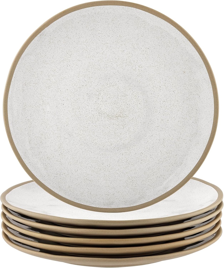 Yedio 10.5 Inch Ceramic Dinner Plates Set of 6 – Handcrafted Speckled Glaze Stoneware Plates for Pasta, Salad, Steak – Microwave, Oven & Dishwasher Safe – Rustic Modern Tableware for Home & Restaurant