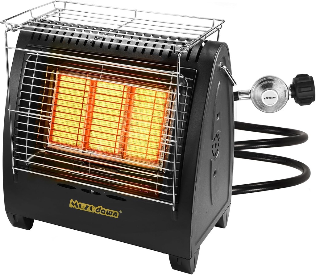 Propane Heater Indoor Outdoor, 15000 BTU Portable Buddy Heater Stove with 3 Heating Modes, ODS And Tip-Over Safety Protection for Garage, Camping, Yards, Patio - B