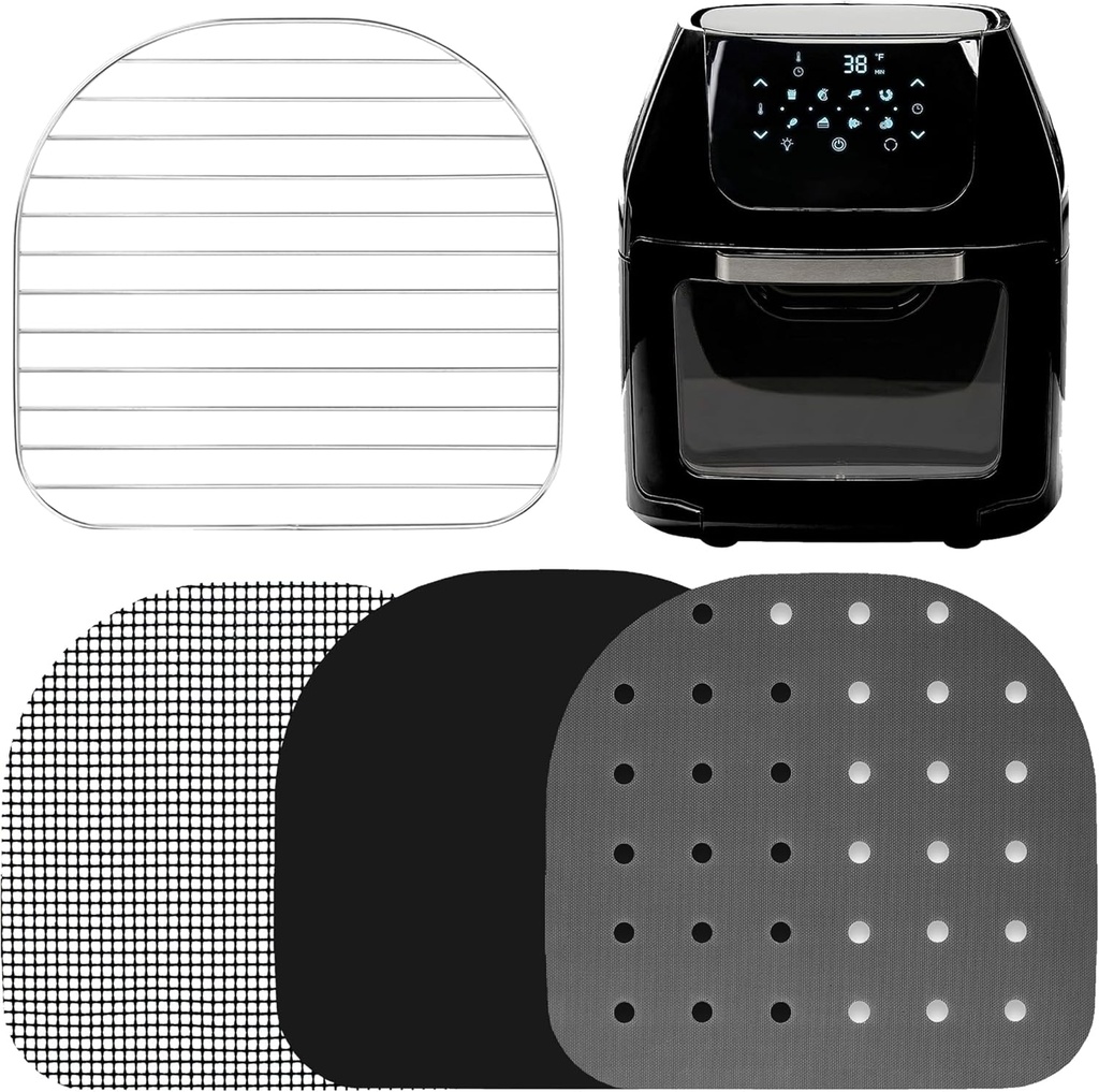 Air Fryer Dehydrator Rack Replacement for Chefman 6.3 Quart, Power XL Airfryer Pro 6qt, Power XL Vortex Pro 10 qt, Caynel 6qt Airfryer Oven Removable Trays and Reusable Liners by INFRAOVENS