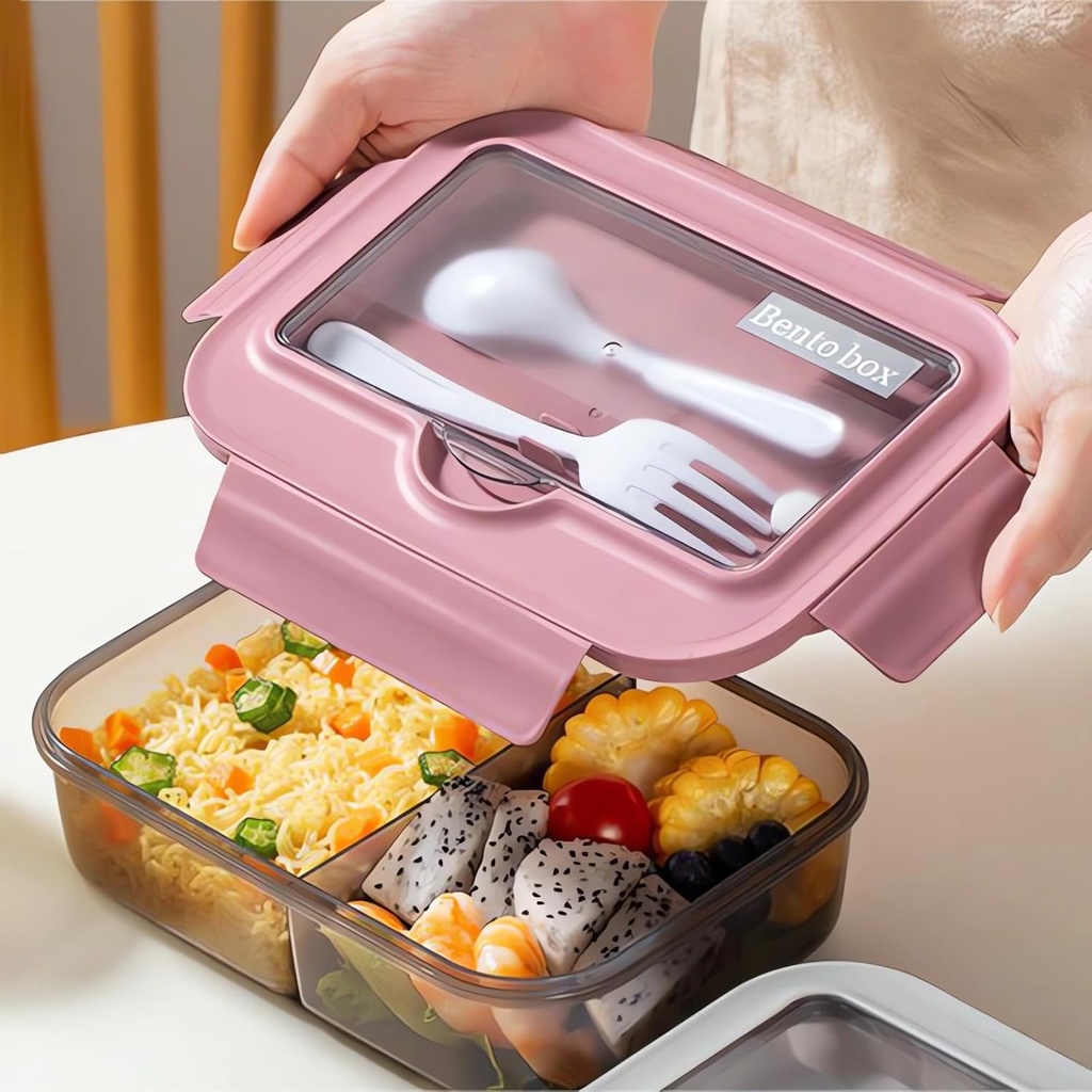 Portable Lunch Box with 2 Compartments Lunchbox for Adults Bento Box 1000ml Large Capacity Lunch Containers Microwave Safe Food Storage Container Lunch Boxes for Work Travel